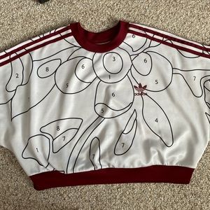 Adidas Rare Crop Flower Puzzle Pullover Sweatshirt